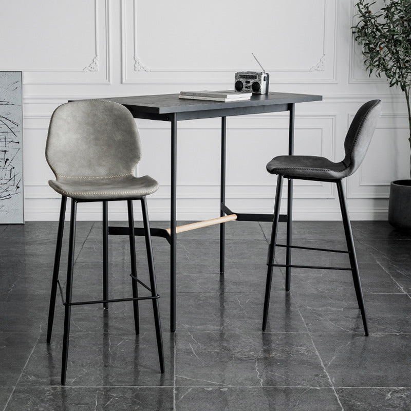 Scandinavian Matte Finish Leather Barstool Footrest Coffee Shop Stool Clearhalo 'Bar Furniture' 'Bar Stools' 'bar_stools' 'furn' 'furn_bar_stools' 'Furniture' 'furniture_bar_stools' 'Kitchen & Dining Furniture' 4861843