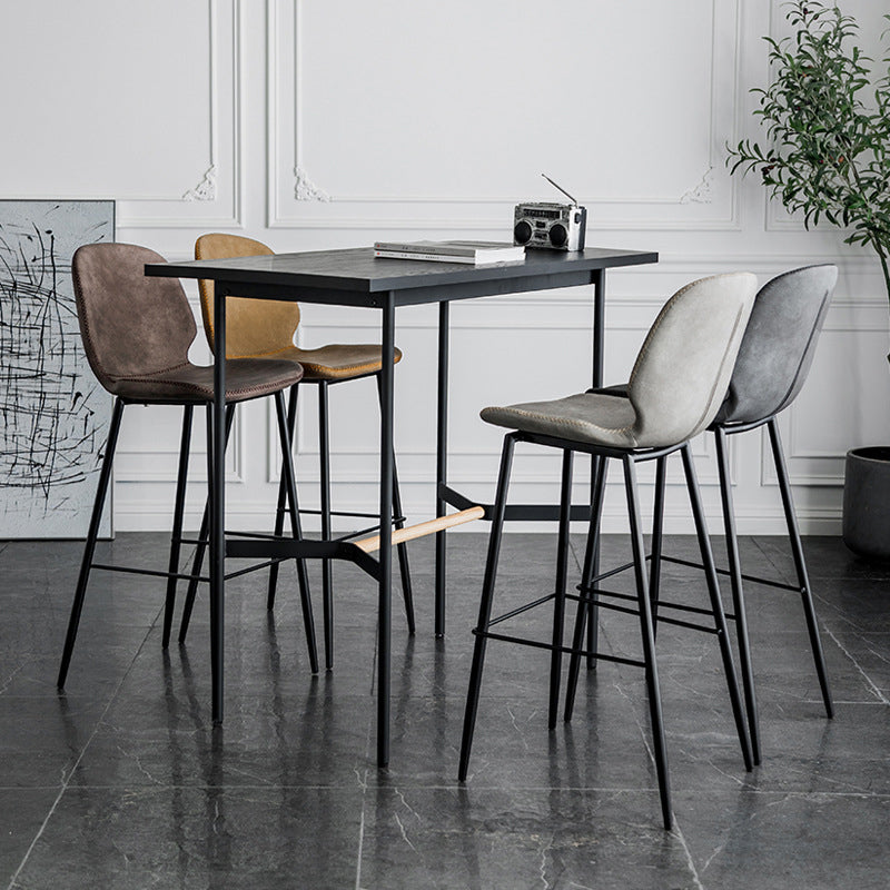 Scandinavian Matte Finish Leather Barstool Footrest Coffee Shop Stool Clearhalo 'Bar Furniture' 'Bar Stools' 'bar_stools' 'furn' 'furn_bar_stools' 'Furniture' 'furniture_bar_stools' 'Kitchen & Dining Furniture' 4861845