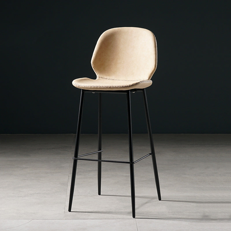 Scandinavian Matte Finish Leather Barstool Footrest Coffee Shop Stool Beige 1 Piece Bar Stool(30"H) Clearhalo 'Bar Furniture' 'Bar Stools' 'bar_stools' 'furn' 'furn_bar_stools' 'Furniture' 'furniture_bar_stools' 'Kitchen & Dining Furniture' 4861846