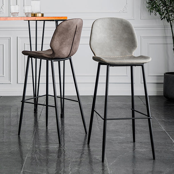 Scandinavian Matte Finish Leather Barstool Footrest Coffee Shop Stool Clearhalo 'Bar Furniture' 'Bar Stools' 'bar_stools' 'furn' 'furn_bar_stools' 'Furniture' 'furniture_bar_stools' 'Kitchen & Dining Furniture' 4861847