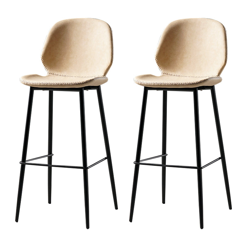 Scandinavian Matte Finish Leather Barstool Footrest Coffee Shop Stool Beige 2 Piece Set Bar Stool(30"H) Clearhalo 'Bar Furniture' 'Bar Stools' 'bar_stools' 'furn' 'furn_bar_stools' 'Furniture' 'furniture_bar_stools' 'Kitchen & Dining Furniture' 4861849