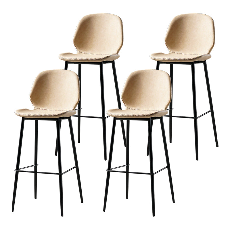 Scandinavian Matte Finish Leather Barstool Footrest Coffee Shop Stool Beige 4 Piece Set Bar Stool(30"H) Clearhalo 'Bar Furniture' 'Bar Stools' 'bar_stools' 'furn' 'furn_bar_stools' 'Furniture' 'furniture_bar_stools' 'Kitchen & Dining Furniture' 4861851