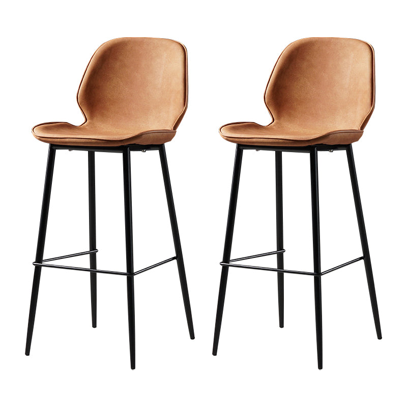 Scandinavian Matte Finish Leather Barstool Footrest Coffee Shop Stool Orange 2 Piece Set Bar Stool(30"H) Clearhalo 'Bar Furniture' 'Bar Stools' 'bar_stools' 'furn' 'furn_bar_stools' 'Furniture' 'furniture_bar_stools' 'Kitchen & Dining Furniture' 4861855