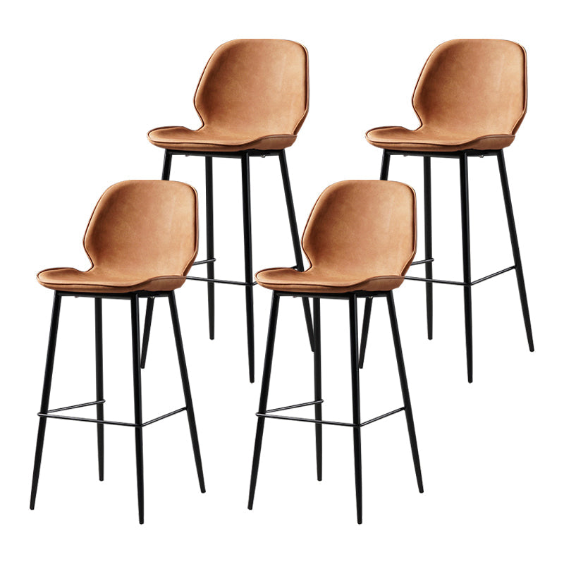 Scandinavian Matte Finish Leather Barstool Footrest Coffee Shop Stool Orange 4 Piece Set Bar Stool(30"H) Clearhalo 'Bar Furniture' 'Bar Stools' 'bar_stools' 'furn' 'furn_bar_stools' 'Furniture' 'furniture_bar_stools' 'Kitchen & Dining Furniture' 4861856