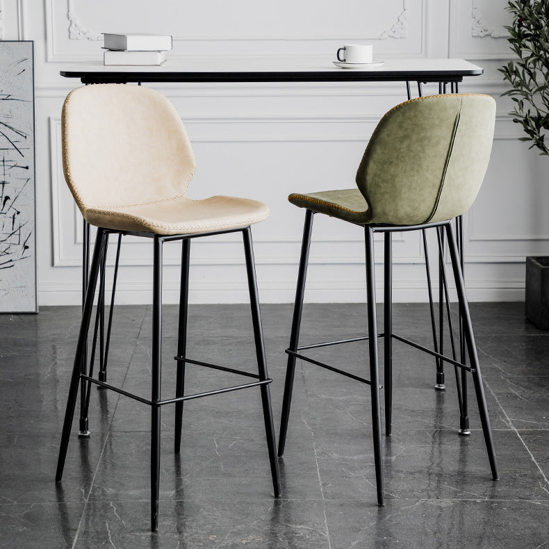 Scandinavian Matte Finish Leather Barstool Footrest Coffee Shop Stool Clearhalo 'Bar Furniture' 'Bar Stools' 'bar_stools' 'furn' 'furn_bar_stools' 'Furniture' 'furniture_bar_stools' 'Kitchen & Dining Furniture' 4861857