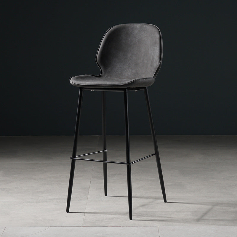 Scandinavian Matte Finish Leather Barstool Footrest Coffee Shop Stool Dark Gray 1 Piece Bar Stool(30"H) Clearhalo 'Bar Furniture' 'Bar Stools' 'bar_stools' 'furn' 'furn_bar_stools' 'Furniture' 'furniture_bar_stools' 'Kitchen & Dining Furniture' 4861858