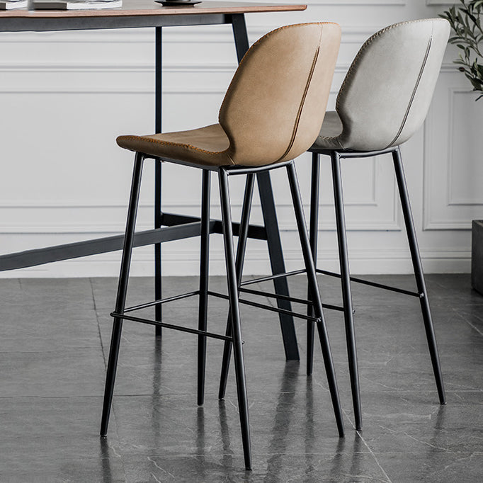 Scandinavian Matte Finish Leather Barstool Footrest Coffee Shop Stool Clearhalo 'Bar Furniture' 'Bar Stools' 'bar_stools' 'furn' 'furn_bar_stools' 'Furniture' 'furniture_bar_stools' 'Kitchen & Dining Furniture' 4861859