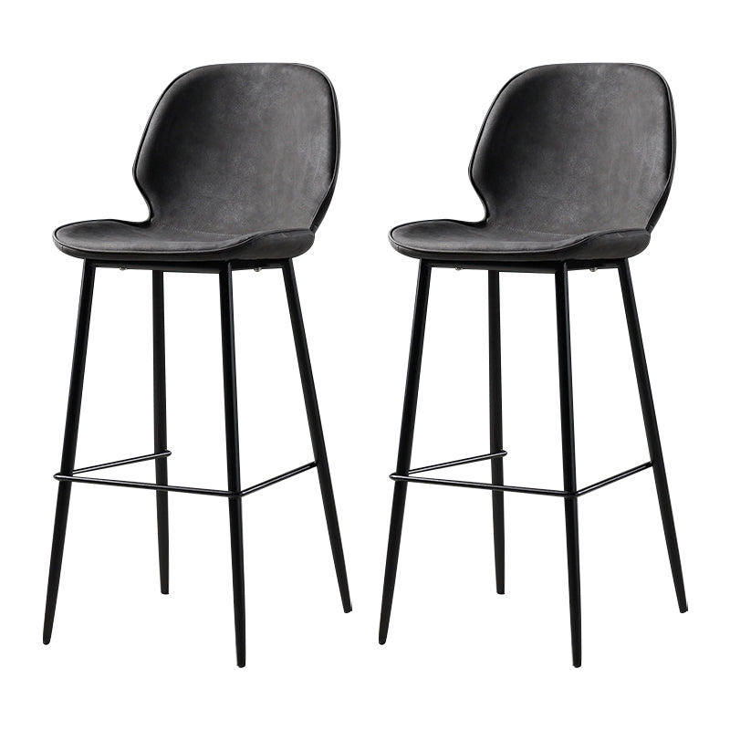 Scandinavian Matte Finish Leather Barstool Footrest Coffee Shop Stool Dark Gray 2 Piece Set Bar Stool(30"H) Clearhalo 'Bar Furniture' 'Bar Stools' 'bar_stools' 'furn' 'furn_bar_stools' 'Furniture' 'furniture_bar_stools' 'Kitchen & Dining Furniture' 4861861
