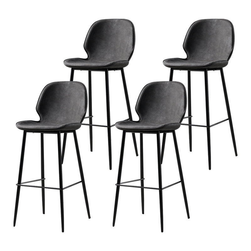 Scandinavian Matte Finish Leather Barstool Footrest Coffee Shop Stool Dark Gray 4 Piece Set Bar Stool(30"H) Clearhalo 'Bar Furniture' 'Bar Stools' 'bar_stools' 'furn' 'furn_bar_stools' 'Furniture' 'furniture_bar_stools' 'Kitchen & Dining Furniture' 4861862