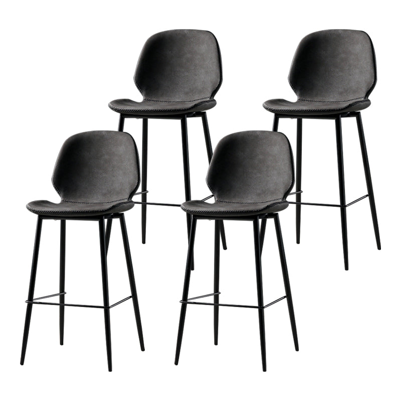 Scandinavian Matte Finish Leather Barstool Footrest Coffee Shop Stool Silver Gray 4 Piece Set Counter Stool(26"H) Clearhalo 'Bar Furniture' 'Bar Stools' 'bar_stools' 'furn' 'furn_bar_stools' 'Furniture' 'furniture_bar_stools' 'Kitchen & Dining Furniture' 4861865