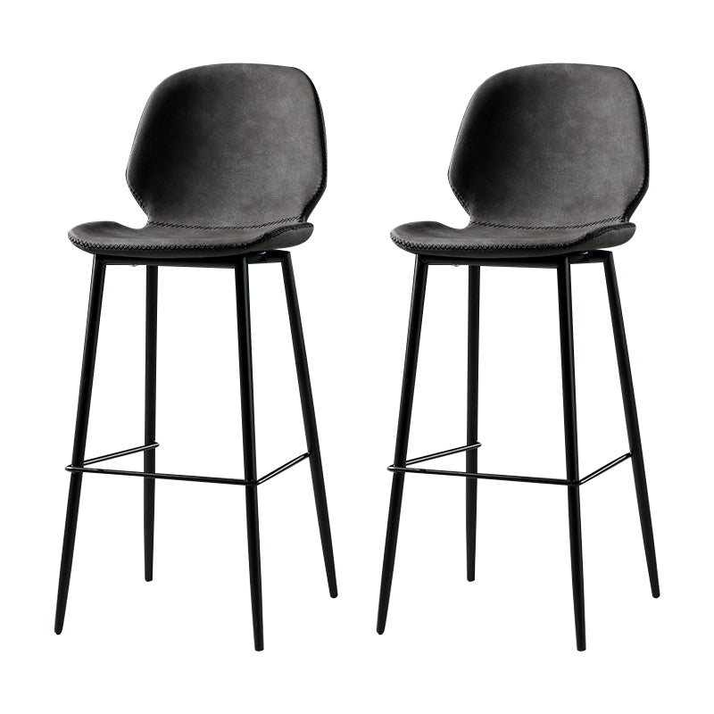 Scandinavian Matte Finish Leather Barstool Footrest Coffee Shop Stool Silver Gray 2 Piece Set Bar Stool(30"H) Clearhalo 'Bar Furniture' 'Bar Stools' 'bar_stools' 'furn' 'furn_bar_stools' 'Furniture' 'furniture_bar_stools' 'Kitchen & Dining Furniture' 4861867