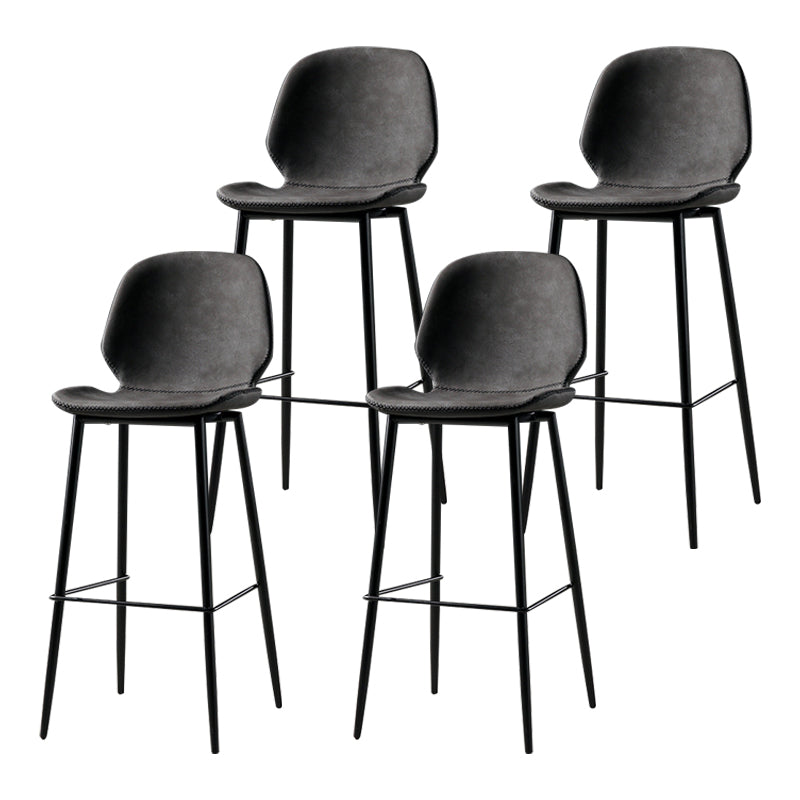 Scandinavian Matte Finish Leather Barstool Footrest Coffee Shop Stool Silver Gray 4 Piece Set Bar Stool(30"H) Clearhalo 'Bar Furniture' 'Bar Stools' 'bar_stools' 'furn' 'furn_bar_stools' 'Furniture' 'furniture_bar_stools' 'Kitchen & Dining Furniture' 4861868