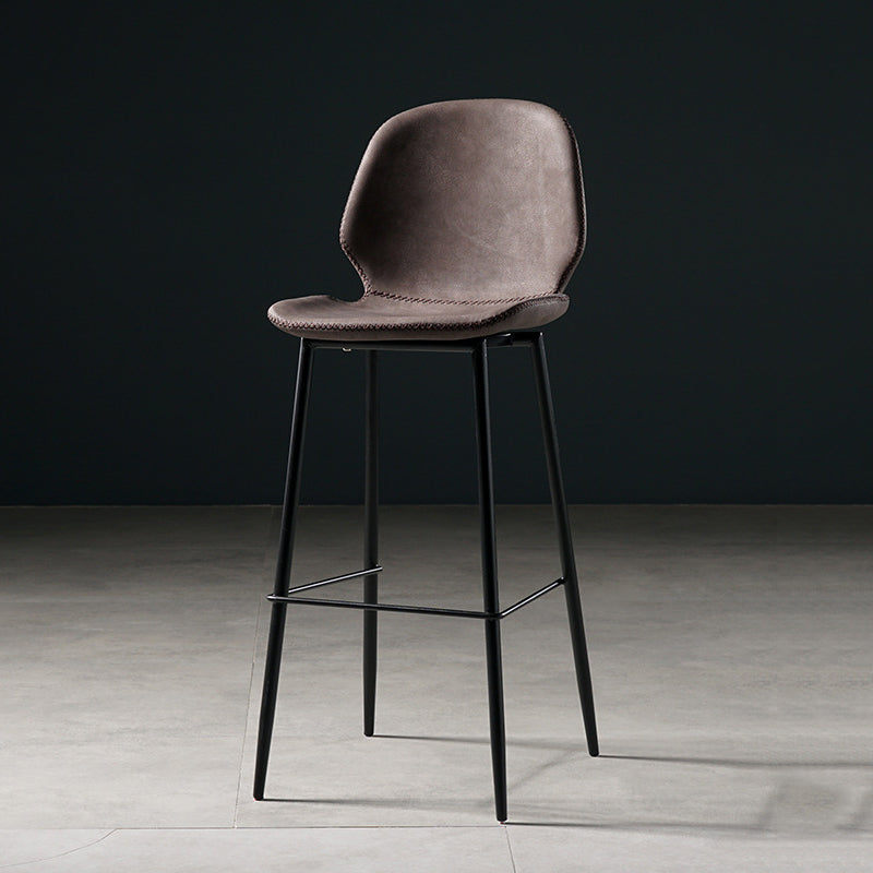 Scandinavian Matte Finish Leather Barstool Footrest Coffee Shop Stool Coffee 1 Piece Bar Stool(30"H) Clearhalo 'Bar Furniture' 'Bar Stools' 'bar_stools' 'furn' 'furn_bar_stools' 'Furniture' 'furniture_bar_stools' 'Kitchen & Dining Furniture' 4861869