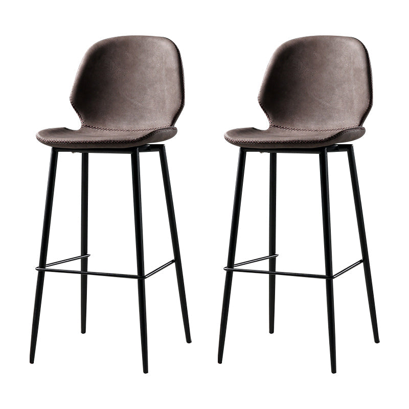Scandinavian Matte Finish Leather Barstool Footrest Coffee Shop Stool Coffee 2 Piece Set Bar Stool(30"H) Clearhalo 'Bar Furniture' 'Bar Stools' 'bar_stools' 'furn' 'furn_bar_stools' 'Furniture' 'furniture_bar_stools' 'Kitchen & Dining Furniture' 4861870