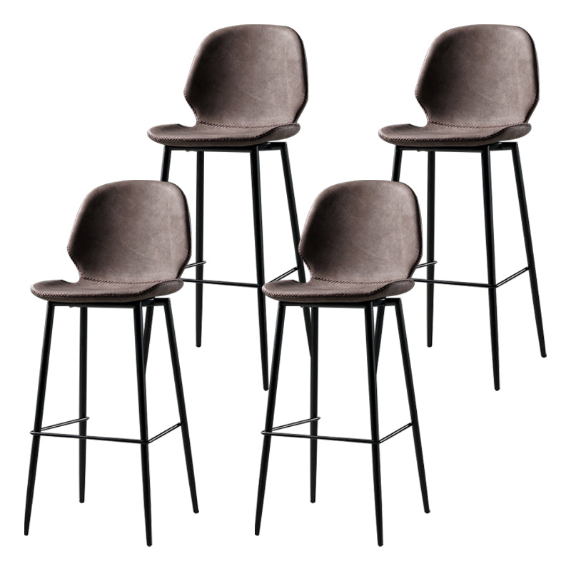 Scandinavian Matte Finish Leather Barstool Footrest Coffee Shop Stool Coffee 4 Piece Set Bar Stool(30"H) Clearhalo 'Bar Furniture' 'Bar Stools' 'bar_stools' 'furn' 'furn_bar_stools' 'Furniture' 'furniture_bar_stools' 'Kitchen & Dining Furniture' 4861871