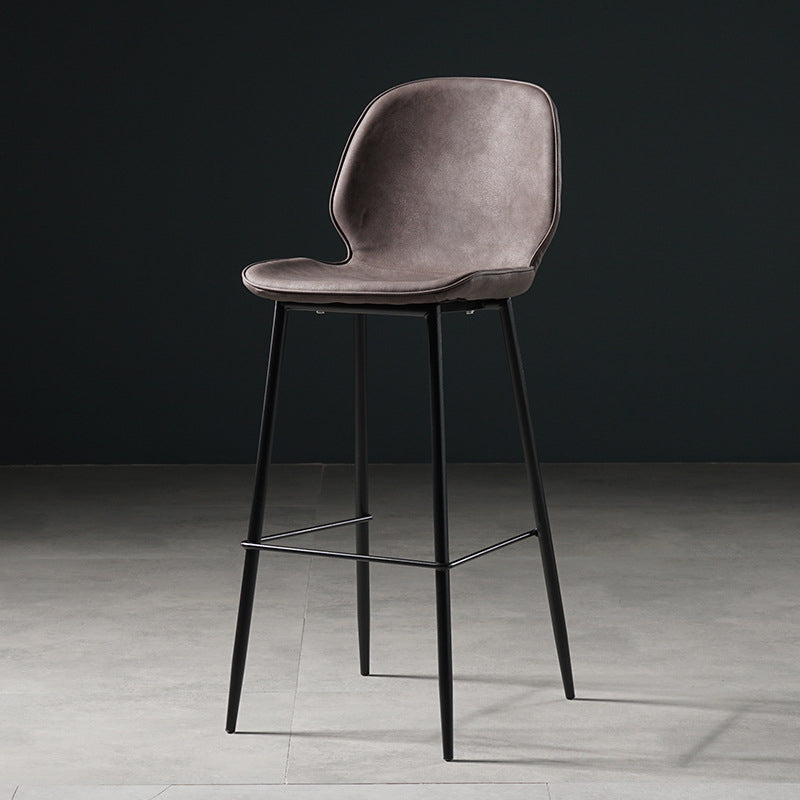 Scandinavian Matte Finish Leather Barstool Footrest Coffee Shop Stool Dark Brown 1 Piece Bar Stool(30"H) Clearhalo 'Bar Furniture' 'Bar Stools' 'bar_stools' 'furn' 'furn_bar_stools' 'Furniture' 'furniture_bar_stools' 'Kitchen & Dining Furniture' 4861872