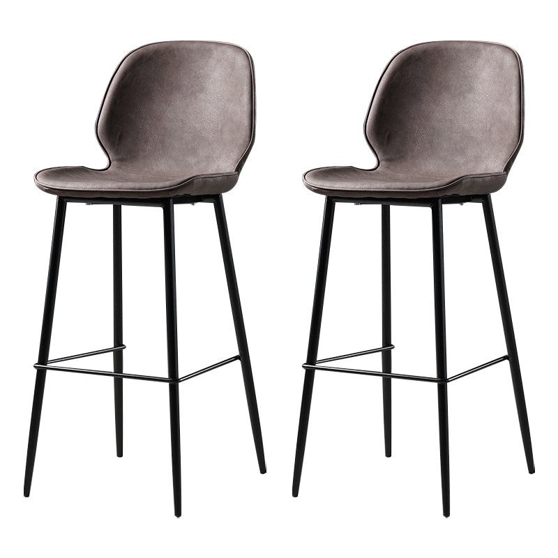 Scandinavian Matte Finish Leather Barstool Footrest Coffee Shop Stool Dark Brown 2 Piece Set Bar Stool(30"H) Clearhalo 'Bar Furniture' 'Bar Stools' 'bar_stools' 'furn' 'furn_bar_stools' 'Furniture' 'furniture_bar_stools' 'Kitchen & Dining Furniture' 4861873