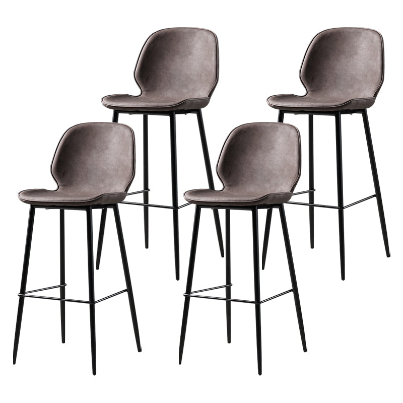 Scandinavian Matte Finish Leather Barstool Footrest Coffee Shop Stool Dark Brown 4 Piece Set Bar Stool(30"H) Clearhalo 'Bar Furniture' 'Bar Stools' 'bar_stools' 'furn' 'furn_bar_stools' 'Furniture' 'furniture_bar_stools' 'Kitchen & Dining Furniture' 4861874