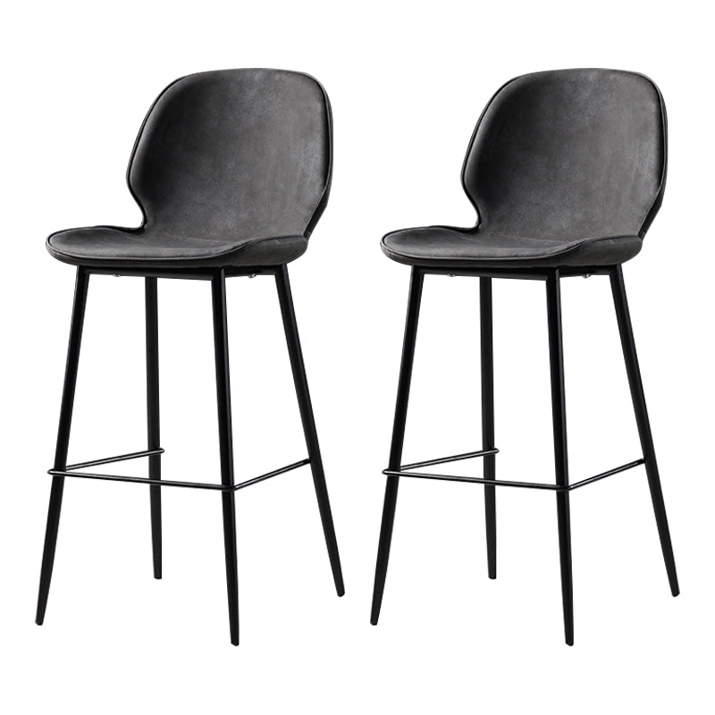 Scandinavian Matte Finish Leather Barstool Footrest Coffee Shop Stool Dark Gray 2 Piece Set Counter Stool(26"H) Clearhalo 'Bar Furniture' 'Bar Stools' 'bar_stools' 'furn' 'furn_bar_stools' 'Furniture' 'furniture_bar_stools' 'Kitchen & Dining Furniture' 4861876