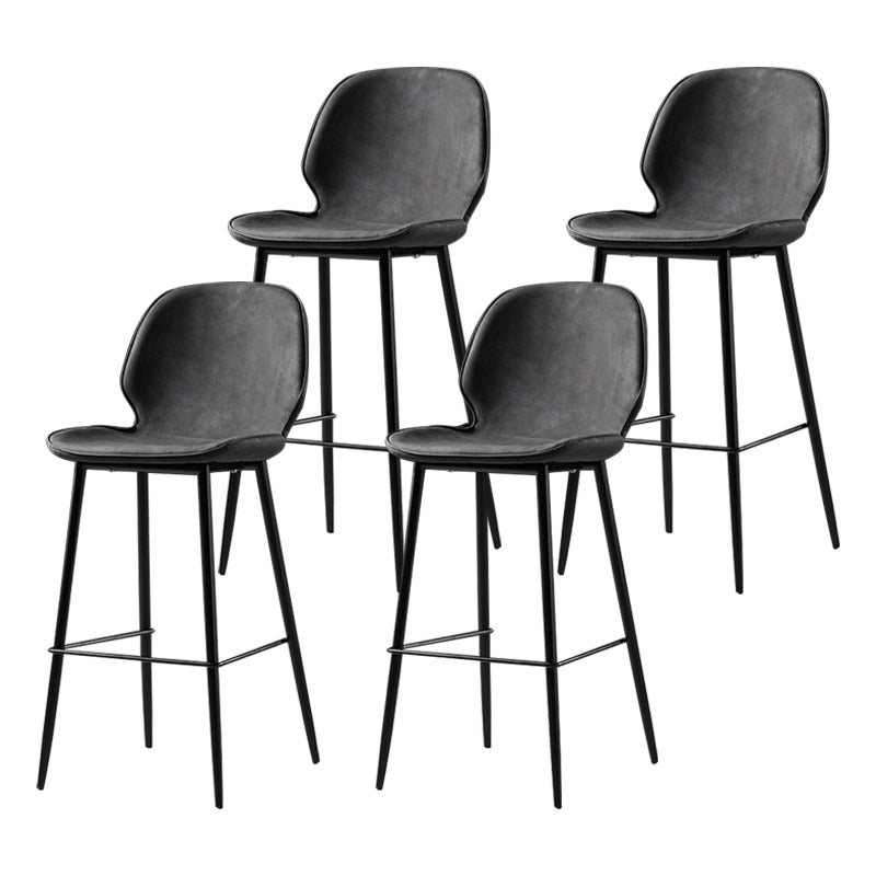 Scandinavian Matte Finish Leather Barstool Footrest Coffee Shop Stool Dark Gray 4 Piece Set Counter Stool(26"H) Clearhalo 'Bar Furniture' 'Bar Stools' 'bar_stools' 'furn' 'furn_bar_stools' 'Furniture' 'furniture_bar_stools' 'Kitchen & Dining Furniture' 4861877