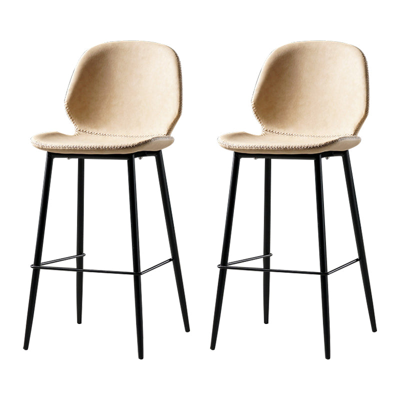 Scandinavian Matte Finish Leather Barstool Footrest Coffee Shop Stool Beige 2 Piece Set Counter Stool(26"H) Clearhalo 'Bar Furniture' 'Bar Stools' 'bar_stools' 'furn' 'furn_bar_stools' 'Furniture' 'furniture_bar_stools' 'Kitchen & Dining Furniture' 4861879