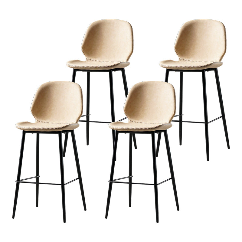 Scandinavian Matte Finish Leather Barstool Footrest Coffee Shop Stool Beige 4 Piece Set Counter Stool(26"H) Clearhalo 'Bar Furniture' 'Bar Stools' 'bar_stools' 'furn' 'furn_bar_stools' 'Furniture' 'furniture_bar_stools' 'Kitchen & Dining Furniture' 4861880