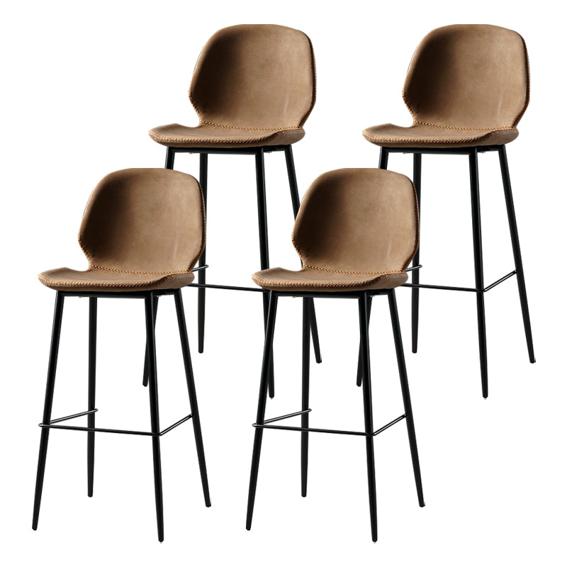 Scandinavian Matte Finish Leather Barstool Footrest Coffee Shop Stool Brown 4 Piece Set Bar Stool(30"H) Clearhalo 'Bar Furniture' 'Bar Stools' 'bar_stools' 'furn' 'furn_bar_stools' 'Furniture' 'furniture_bar_stools' 'Kitchen & Dining Furniture' 4861883