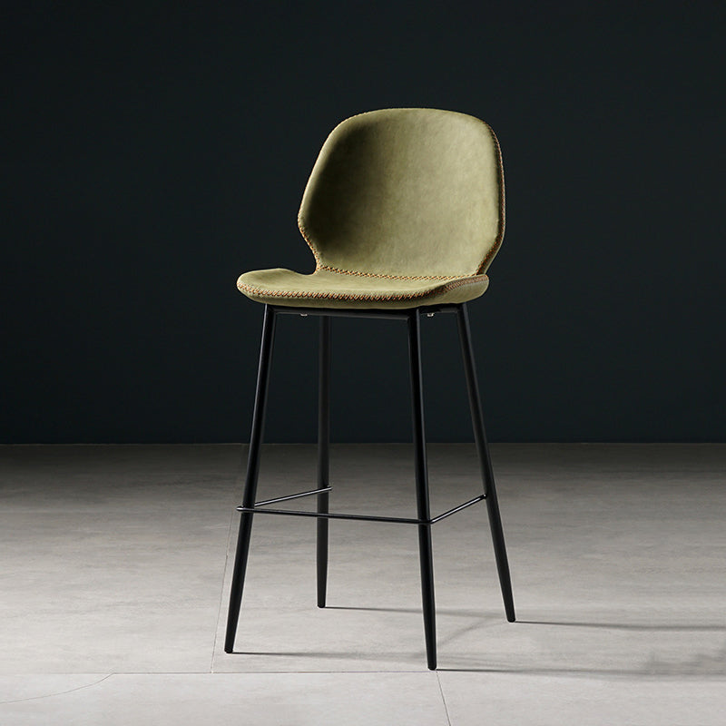 Scandinavian Matte Finish Leather Barstool Footrest Coffee Shop Stool Green 1 Piece Clearhalo 'Bar Furniture' 'Bar Stools' 'bar_stools' 'furn' 'furn_bar_stools' 'Furniture' 'furniture_bar_stools' 'Kitchen & Dining Furniture' 4861884