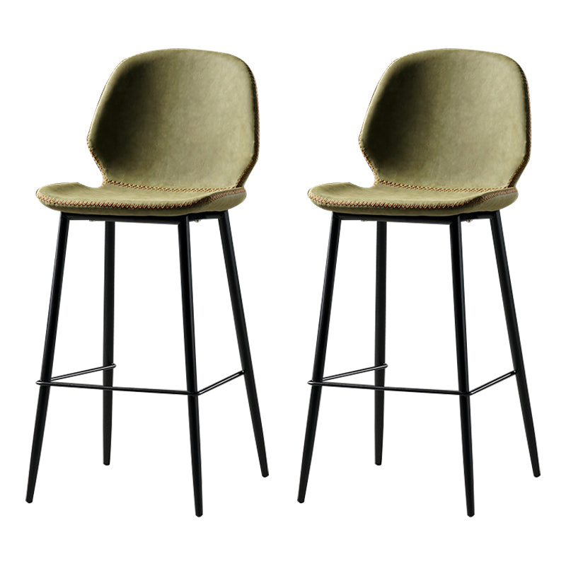 Scandinavian Matte Finish Leather Barstool Footrest Coffee Shop Stool Green 2 Piece Set Clearhalo 'Bar Furniture' 'Bar Stools' 'bar_stools' 'furn' 'furn_bar_stools' 'Furniture' 'furniture_bar_stools' 'Kitchen & Dining Furniture' 4861885