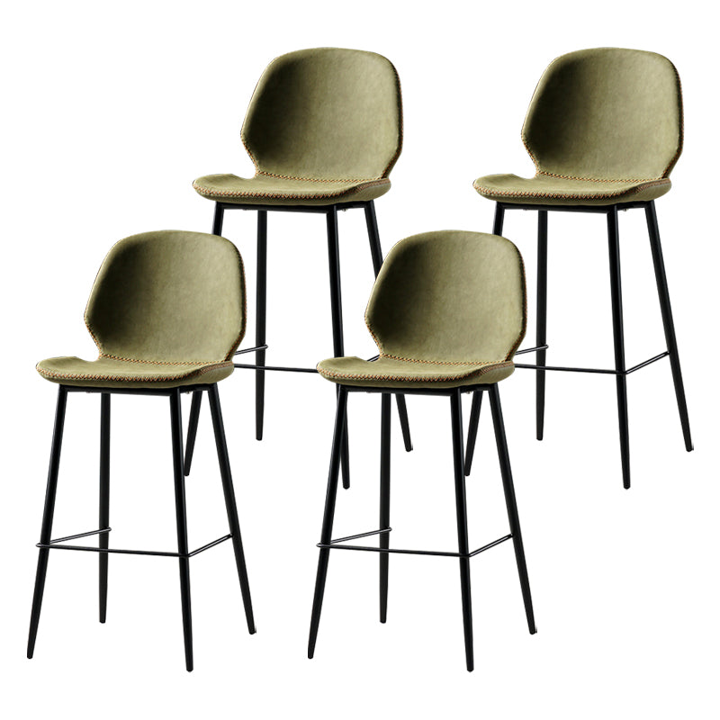 Scandinavian Matte Finish Leather Barstool Footrest Coffee Shop Stool Green 4 Piece Set Clearhalo 'Bar Furniture' 'Bar Stools' 'bar_stools' 'furn' 'furn_bar_stools' 'Furniture' 'furniture_bar_stools' 'Kitchen & Dining Furniture' 4861886