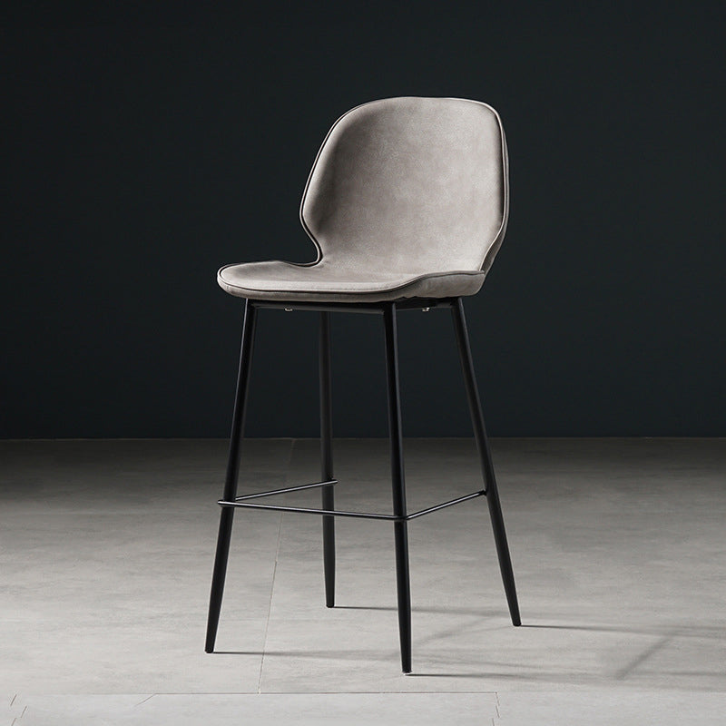 Scandinavian Matte Finish Leather Barstool Footrest Coffee Shop Stool Light Gray 1 Piece Counter Stool(26"H) Clearhalo 'Bar Furniture' 'Bar Stools' 'bar_stools' 'furn' 'furn_bar_stools' 'Furniture' 'furniture_bar_stools' 'Kitchen & Dining Furniture' 4861887