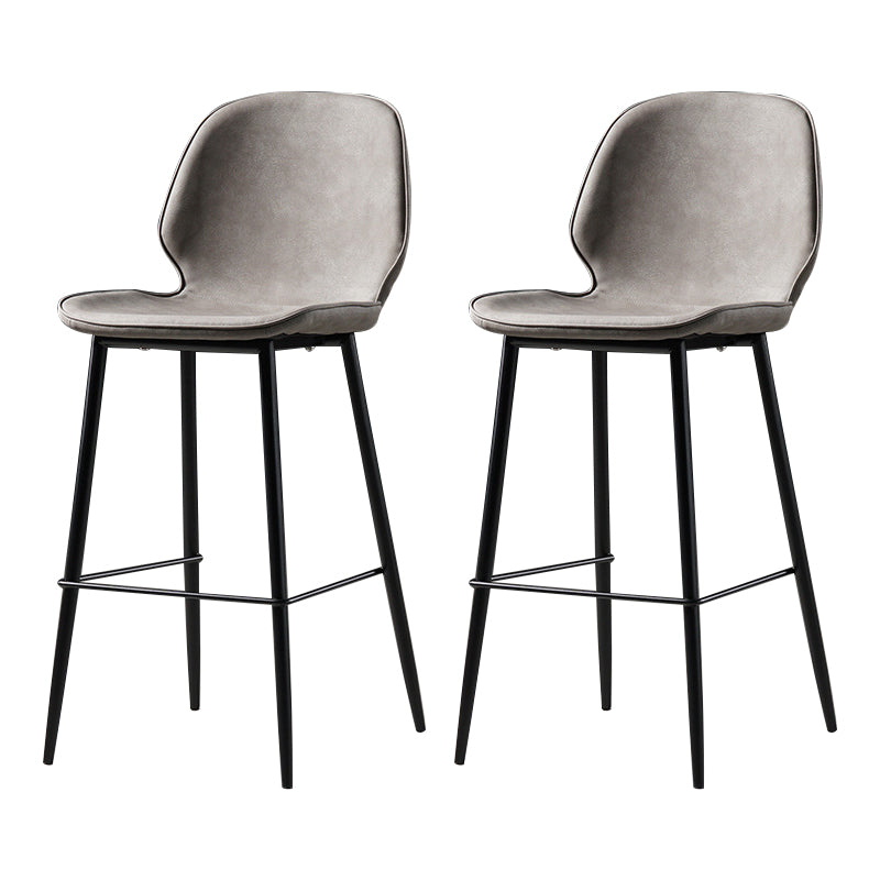 Scandinavian Matte Finish Leather Barstool Footrest Coffee Shop Stool Light Gray 2 Piece Set Counter Stool(26"H) Clearhalo 'Bar Furniture' 'Bar Stools' 'bar_stools' 'furn' 'furn_bar_stools' 'Furniture' 'furniture_bar_stools' 'Kitchen & Dining Furniture' 4861888