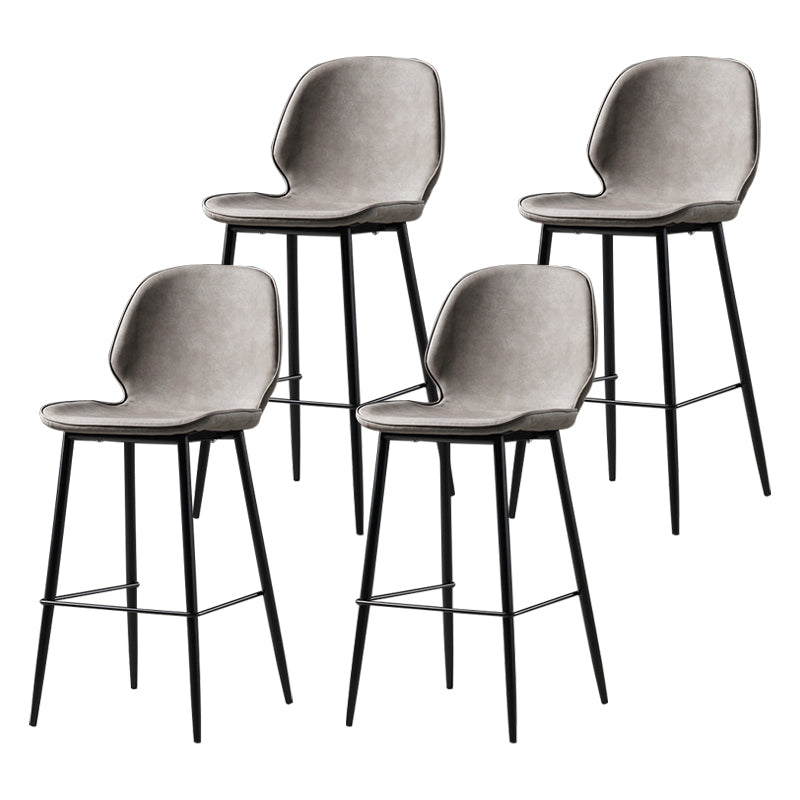 Scandinavian Matte Finish Leather Barstool Footrest Coffee Shop Stool Light Gray 4 Piece Set Counter Stool(26"H) Clearhalo 'Bar Furniture' 'Bar Stools' 'bar_stools' 'furn' 'furn_bar_stools' 'Furniture' 'furniture_bar_stools' 'Kitchen & Dining Furniture' 4861889