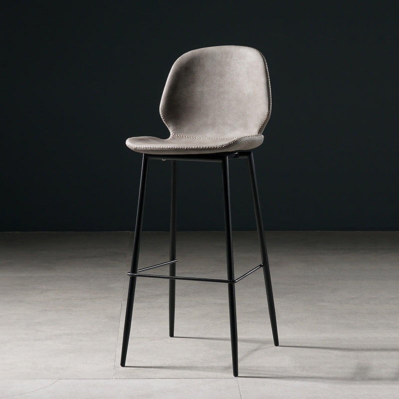 Scandinavian Matte Finish Leather Barstool Footrest Coffee Shop Stool Grey 1 Piece Bar Stool(30"H) Clearhalo 'Bar Furniture' 'Bar Stools' 'bar_stools' 'furn' 'furn_bar_stools' 'Furniture' 'furniture_bar_stools' 'Kitchen & Dining Furniture' 4861890