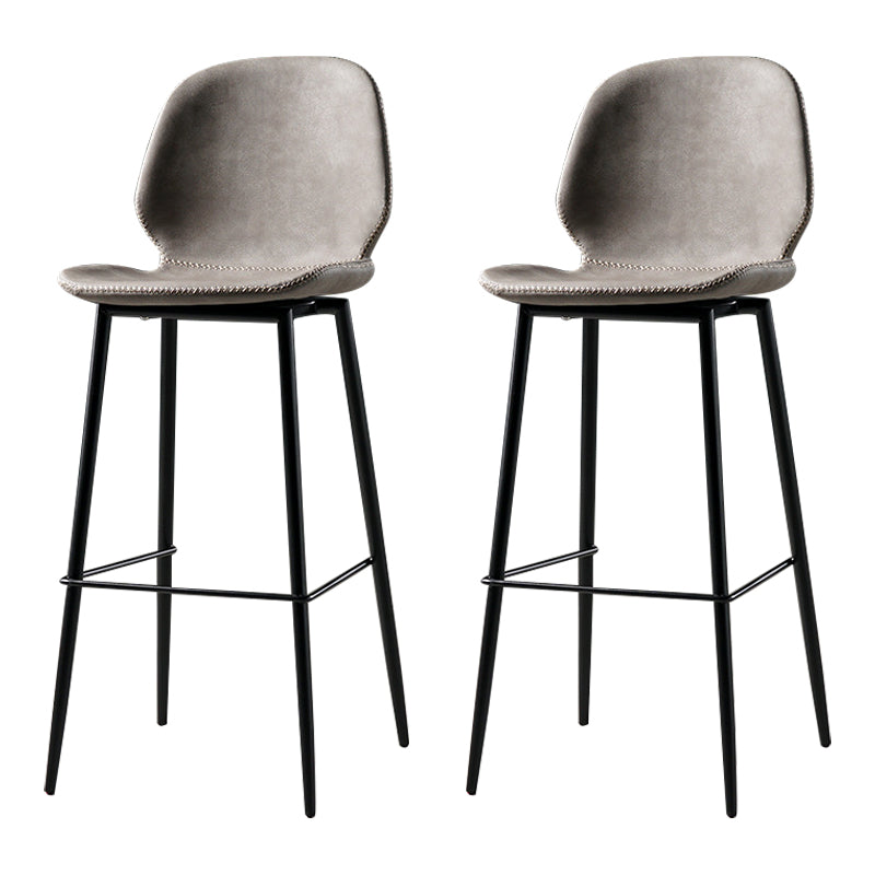 Scandinavian Matte Finish Leather Barstool Footrest Coffee Shop Stool Grey 2 Piece Set Bar Stool(30"H) Clearhalo 'Bar Furniture' 'Bar Stools' 'bar_stools' 'furn' 'furn_bar_stools' 'Furniture' 'furniture_bar_stools' 'Kitchen & Dining Furniture' 4861891