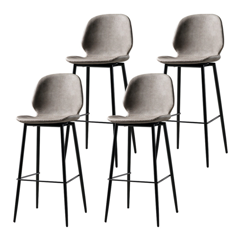 Scandinavian Matte Finish Leather Barstool Footrest Coffee Shop Stool Grey 4 Piece Set Bar Stool(30"H) Clearhalo 'Bar Furniture' 'Bar Stools' 'bar_stools' 'furn' 'furn_bar_stools' 'Furniture' 'furniture_bar_stools' 'Kitchen & Dining Furniture' 4861892