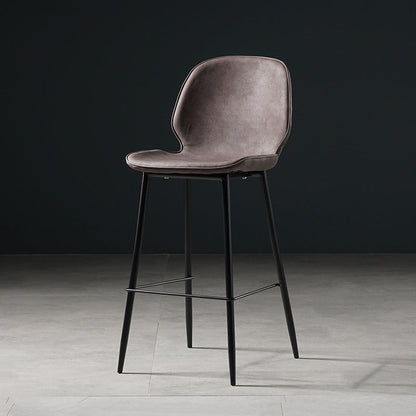 Scandinavian Matte Finish Leather Barstool Footrest Coffee Shop Stool Dark Brown 1 Piece Counter Stool(26"H) Clearhalo 'Bar Furniture' 'Bar Stools' 'bar_stools' 'furn' 'furn_bar_stools' 'Furniture' 'furniture_bar_stools' 'Kitchen & Dining Furniture' 4861893