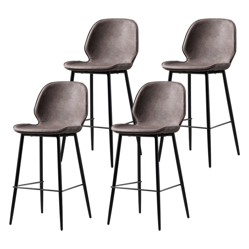 Scandinavian Matte Finish Leather Barstool Footrest Coffee Shop Stool Dark Brown 4 Piece Set Counter Stool(26"H) Clearhalo 'Bar Furniture' 'Bar Stools' 'bar_stools' 'furn' 'furn_bar_stools' 'Furniture' 'furniture_bar_stools' 'Kitchen & Dining Furniture' 4861895