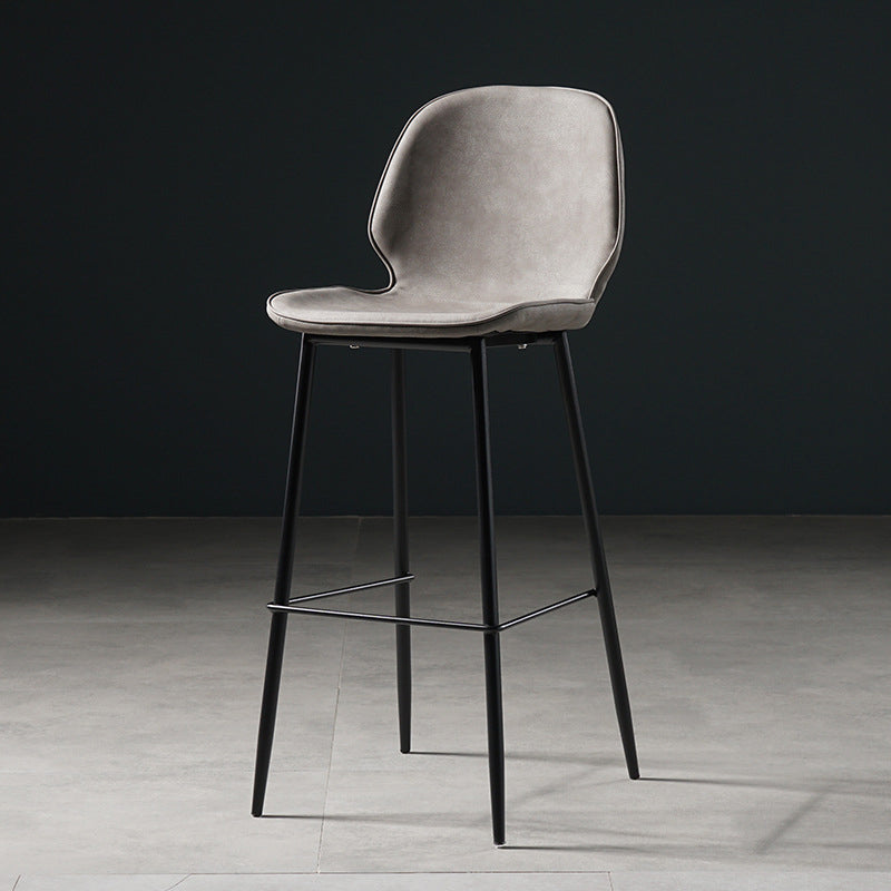 Scandinavian Matte Finish Leather Barstool Footrest Coffee Shop Stool Light Gray 1 Piece Bar Stool(30"H) Clearhalo 'Bar Furniture' 'Bar Stools' 'bar_stools' 'furn' 'furn_bar_stools' 'Furniture' 'furniture_bar_stools' 'Kitchen & Dining Furniture' 4861899