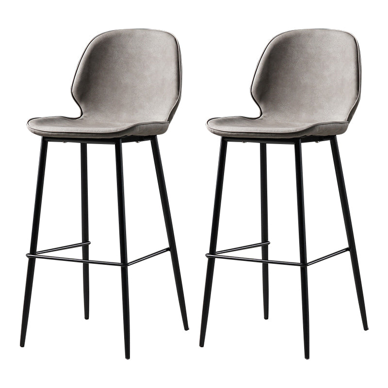Scandinavian Matte Finish Leather Barstool Footrest Coffee Shop Stool Light Gray 2 Piece Set Bar Stool(30"H) Clearhalo 'Bar Furniture' 'Bar Stools' 'bar_stools' 'furn' 'furn_bar_stools' 'Furniture' 'furniture_bar_stools' 'Kitchen & Dining Furniture' 4861900