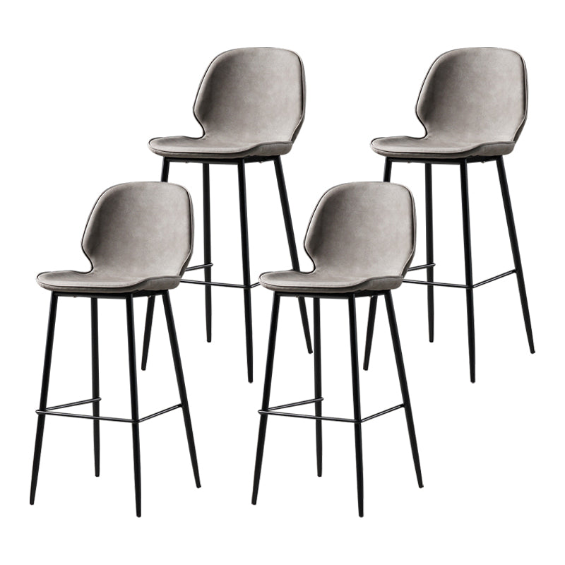 Scandinavian Matte Finish Leather Barstool Footrest Coffee Shop Stool Light Gray 4 Piece Set Bar Stool(30"H) Clearhalo 'Bar Furniture' 'Bar Stools' 'bar_stools' 'furn' 'furn_bar_stools' 'Furniture' 'furniture_bar_stools' 'Kitchen & Dining Furniture' 4861901