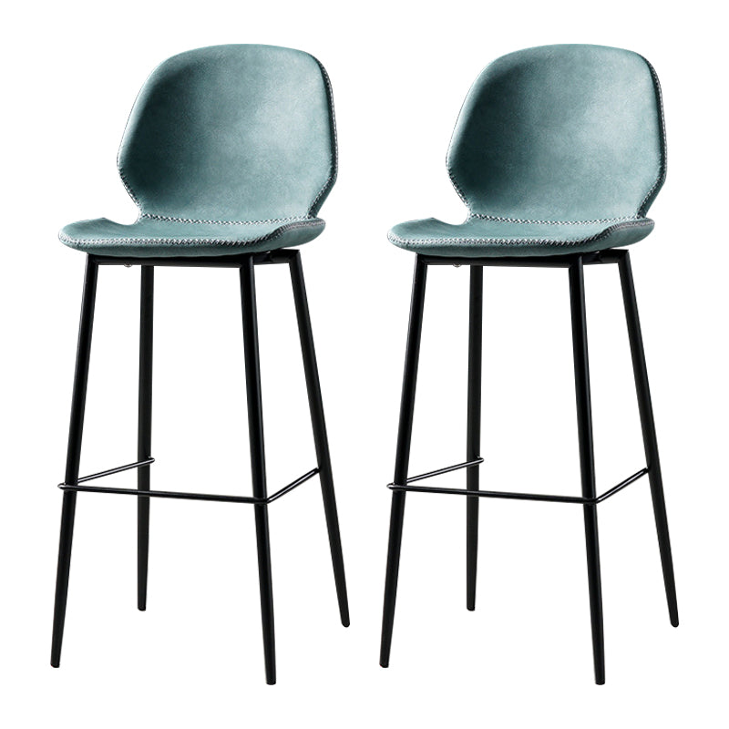 Scandinavian Matte Finish Leather Barstool Footrest Coffee Shop Stool Lake Blue 2 Piece Set Bar Stool(30"H) Clearhalo 'Bar Furniture' 'Bar Stools' 'bar_stools' 'furn' 'furn_bar_stools' 'Furniture' 'furniture_bar_stools' 'Kitchen & Dining Furniture' 4861903