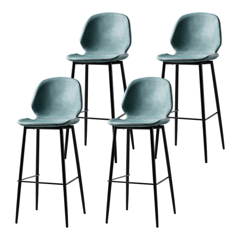 Scandinavian Matte Finish Leather Barstool Footrest Coffee Shop Stool Lake Blue 4 Piece Set Bar Stool(30"H) Clearhalo 'Bar Furniture' 'Bar Stools' 'bar_stools' 'furn' 'furn_bar_stools' 'Furniture' 'furniture_bar_stools' 'Kitchen & Dining Furniture' 4861904