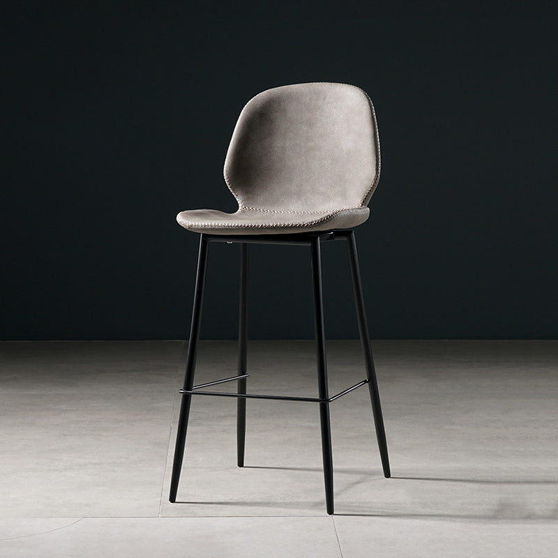 Scandinavian Matte Finish Leather Barstool Footrest Coffee Shop Stool Grey 1 Piece Counter Stool(26"H) Clearhalo 'Bar Furniture' 'Bar Stools' 'bar_stools' 'furn' 'furn_bar_stools' 'Furniture' 'furniture_bar_stools' 'Kitchen & Dining Furniture' 4861905