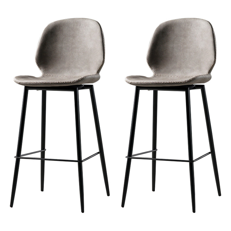 Scandinavian Matte Finish Leather Barstool Footrest Coffee Shop Stool Grey 2 Piece Set Counter Stool(26"H) Clearhalo 'Bar Furniture' 'Bar Stools' 'bar_stools' 'furn' 'furn_bar_stools' 'Furniture' 'furniture_bar_stools' 'Kitchen & Dining Furniture' 4861906