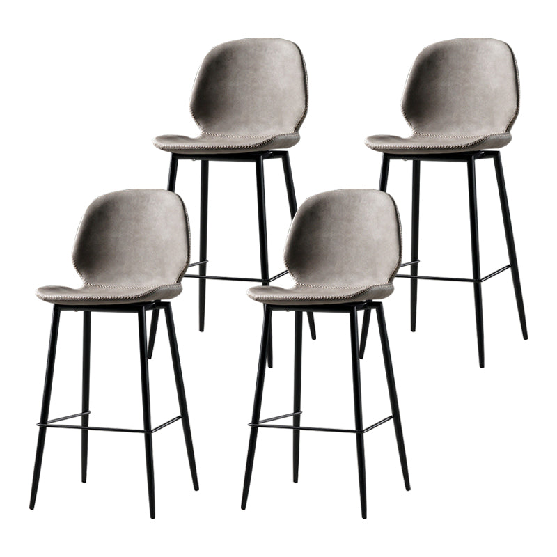 Scandinavian Matte Finish Leather Barstool Footrest Coffee Shop Stool Grey 4 Piece Set Counter Stool(26"H) Clearhalo 'Bar Furniture' 'Bar Stools' 'bar_stools' 'furn' 'furn_bar_stools' 'Furniture' 'furniture_bar_stools' 'Kitchen & Dining Furniture' 4861907