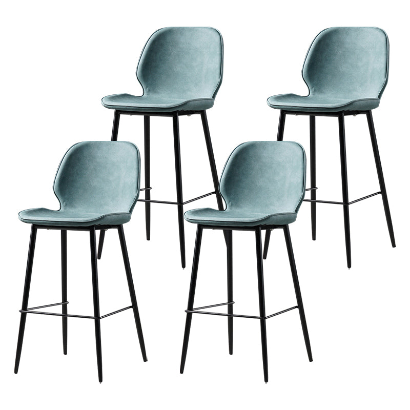 Scandinavian Matte Finish Leather Barstool Footrest Coffee Shop Stool Blue 4 Piece Set Counter Stool(26"H) Clearhalo 'Bar Furniture' 'Bar Stools' 'bar_stools' 'furn' 'furn_bar_stools' 'Furniture' 'furniture_bar_stools' 'Kitchen & Dining Furniture' 4861910