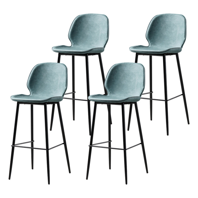 Scandinavian Matte Finish Leather Barstool Footrest Coffee Shop Stool Blue 4 Piece Set Bar Stool(30"H) Clearhalo 'Bar Furniture' 'Bar Stools' 'bar_stools' 'furn' 'furn_bar_stools' 'Furniture' 'furniture_bar_stools' 'Kitchen & Dining Furniture' 4861916