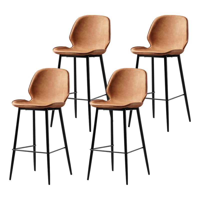 Scandinavian Matte Finish Leather Barstool Footrest Coffee Shop Stool Orange 4 Piece Set Counter Stool(26"H) Clearhalo 'Bar Furniture' 'Bar Stools' 'bar_stools' 'furn' 'furn_bar_stools' 'Furniture' 'furniture_bar_stools' 'Kitchen & Dining Furniture' 4861919