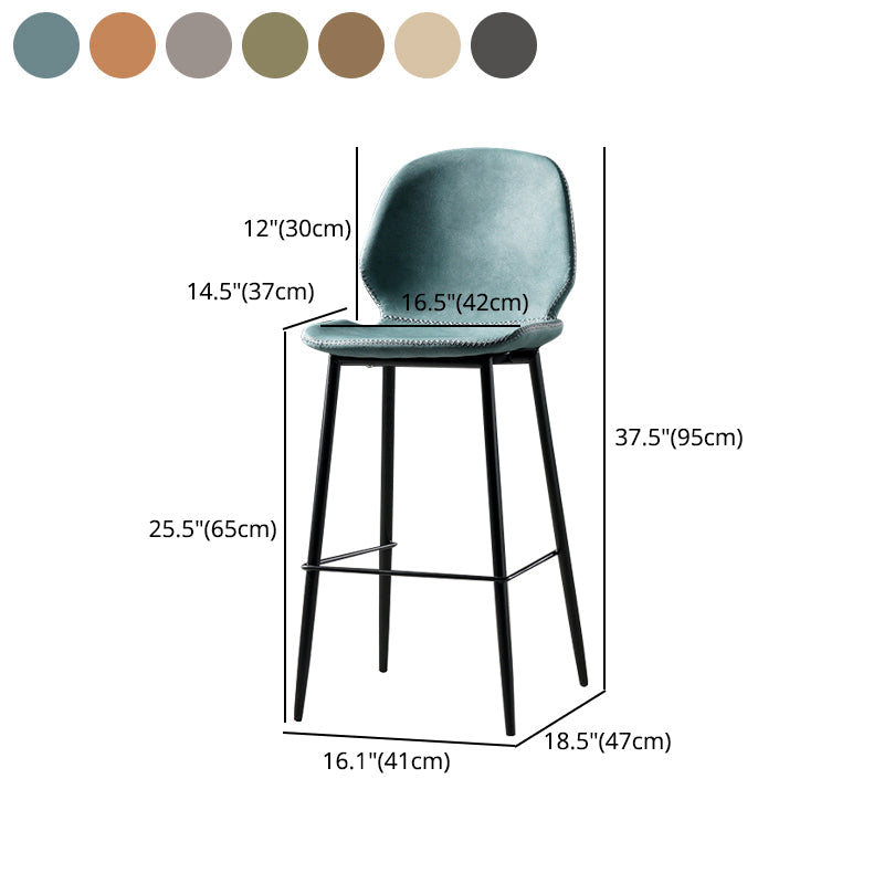 Scandinavian Matte Finish Leather Barstool Footrest Coffee Shop Stool Clearhalo 'Bar Furniture' 'Bar Stools' 'bar_stools' 'furn' 'furn_bar_stools' 'Furniture' 'furniture_bar_stools' 'Kitchen & Dining Furniture' 4861922